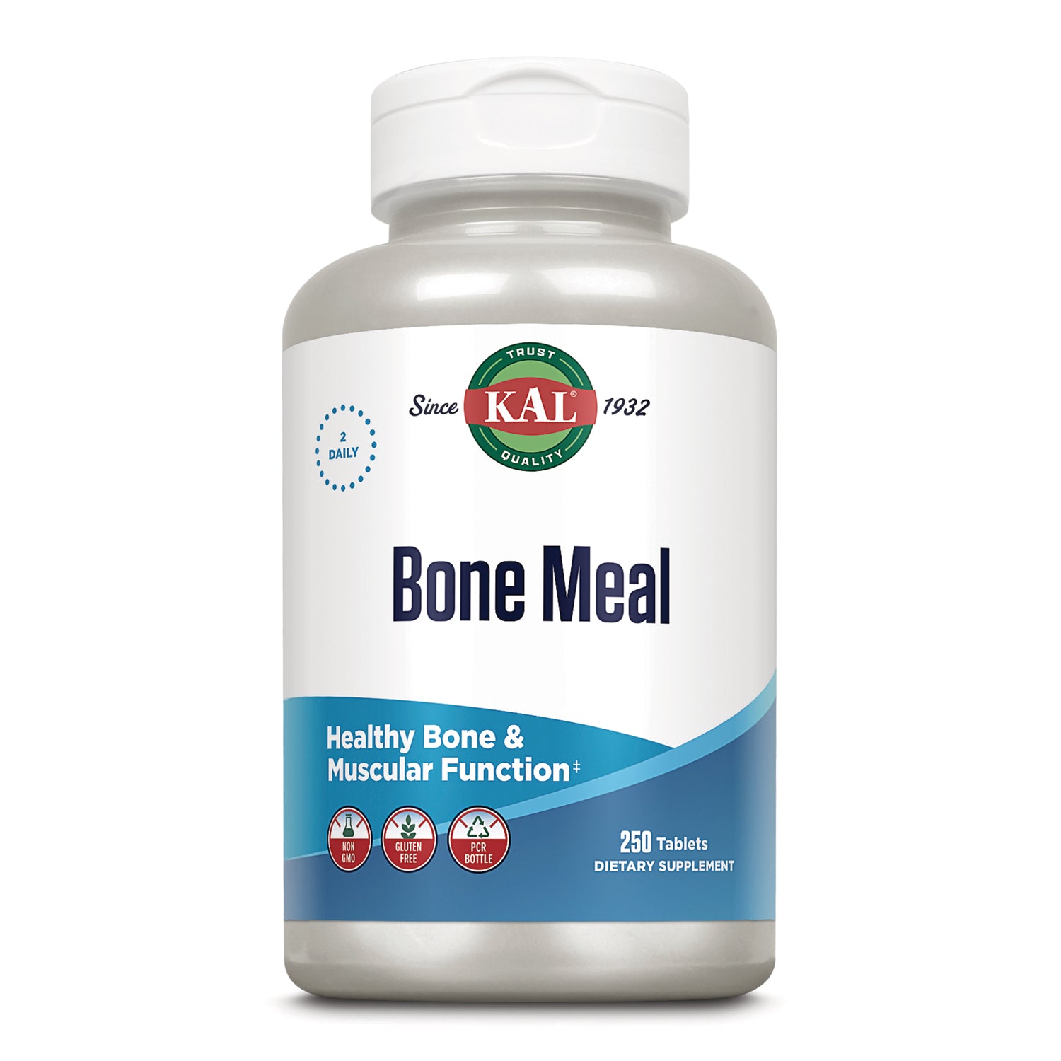 KL575 | KAL Bone Meal supplement bottle, 250 tablets, Healthy Bone & Muscular Function label