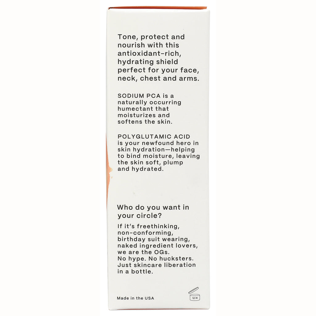 HIP009 | Back of white skincare box with ingredient descriptions mentioning sodium PCA, polyglutamic acid, and brand copy - Thumbnail