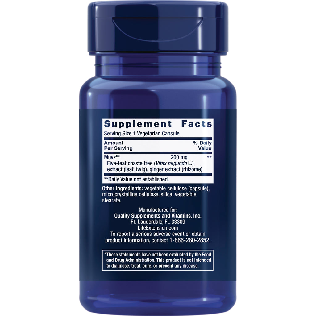 LE595 | Back of blue supplement bottle showing Supplement Facts panel with ingredients and manufacturer information - Thumbnail