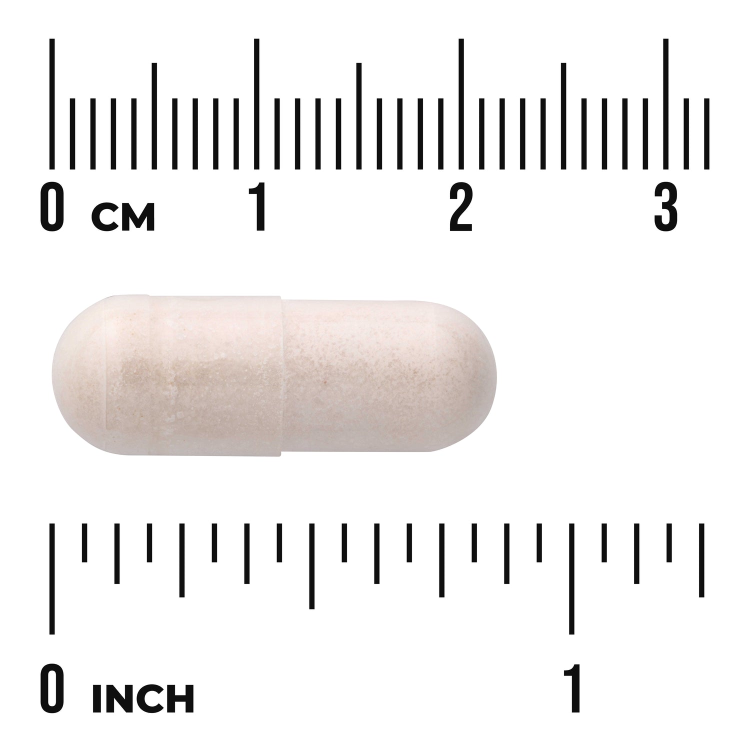 SW847 | Capsule size shown against centimeter and inch rulers