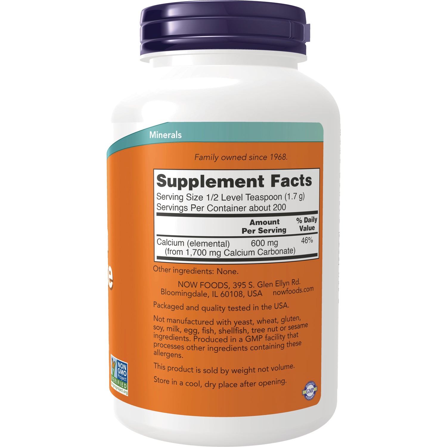 NWF802 | Back label of white bottle showing Supplement Facts panel and product information