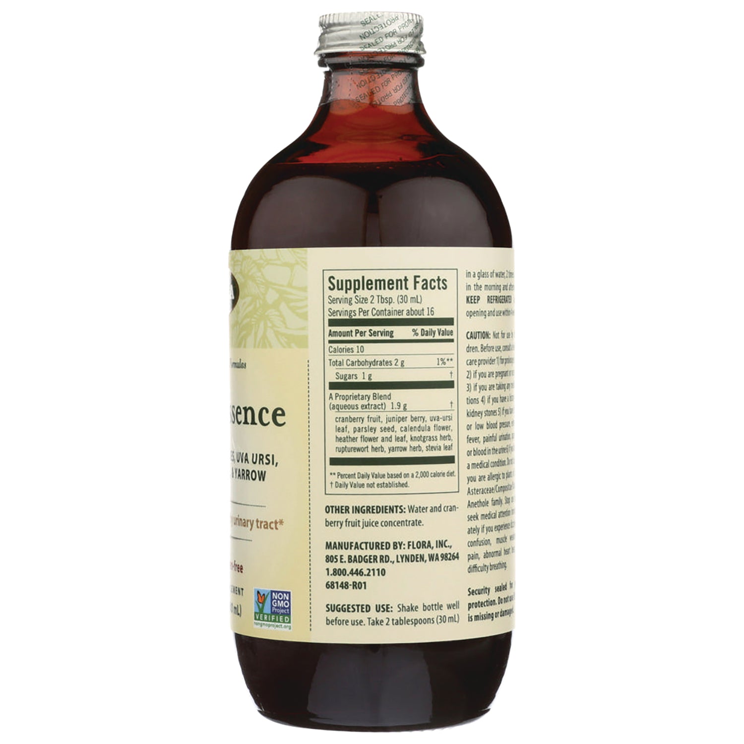 FL108 | Back of brown supplement bottle showing Supplement Facts panel and ingredient text