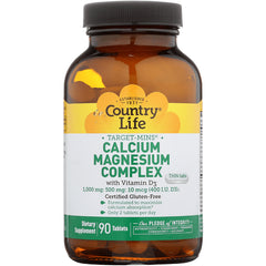 CRL549 | Country Life Calcium Magnesium Complex bottle showing label for 90 tablets dietary supplement with vitamin D3