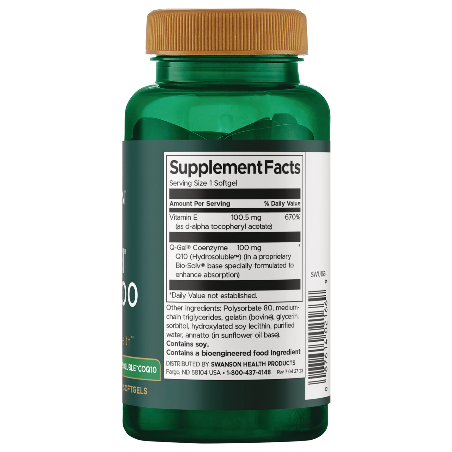 SWU166 | Back label with Supplement Facts panel, ingredients, and barcode