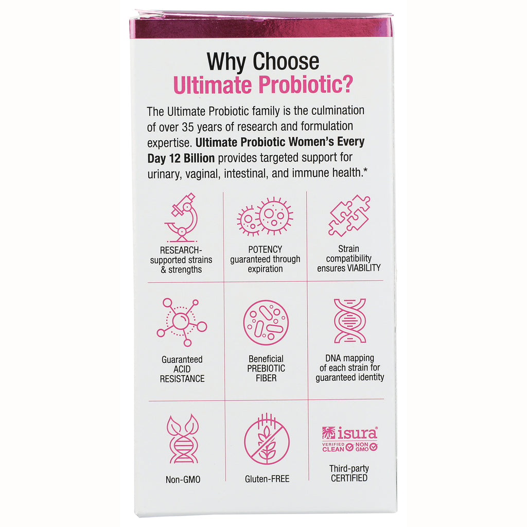 NFC088 | Why Choose Ultimate Probiotic panel listing research, potency, prebiotic fiber, non-GMO, gluten-free - Thumbnail