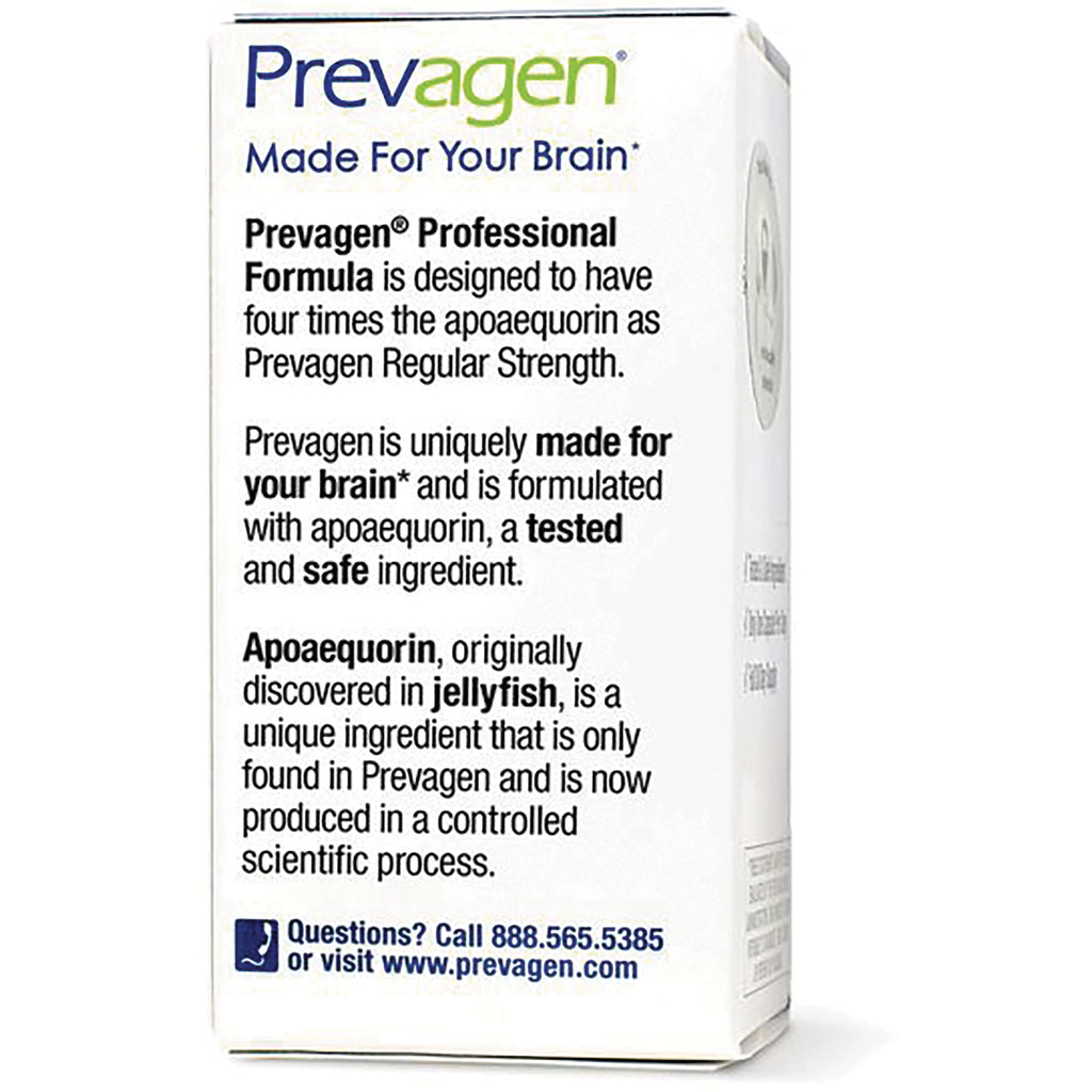 QB008 | Back of Prevagen box showing text about apoaequorin ingredient discovered in jellyfish and contact phone number - Thumbnail
