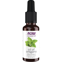 NWF498 | NOW essential oils oil of oregano 25% oil blend 1 fl oz brown dropper bottle