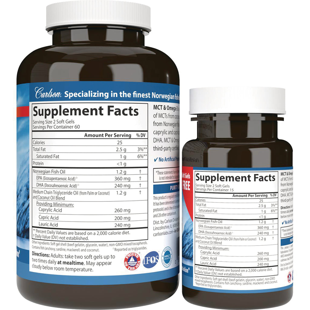 CSN271 | Back labels showing Supplement Facts panels and nutrition facts on two brown supplement bottles - Thumbnail