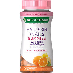 NBY061 | Nature's Bounty Hair, Skin & Nails gummies bottle with biotin and collagen, tropical citrus, 80 count