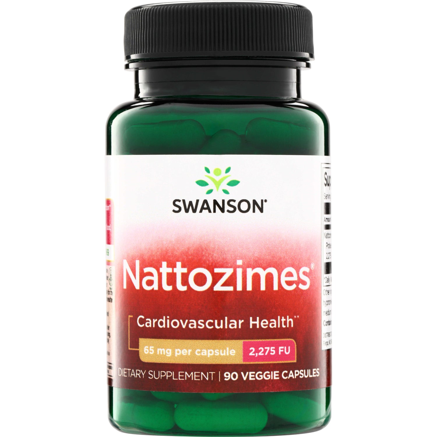 SWU258 | Swanson Nattozimes supplement bottle, 65 mg per capsule, 2,275 FU, 90 veggie capsules