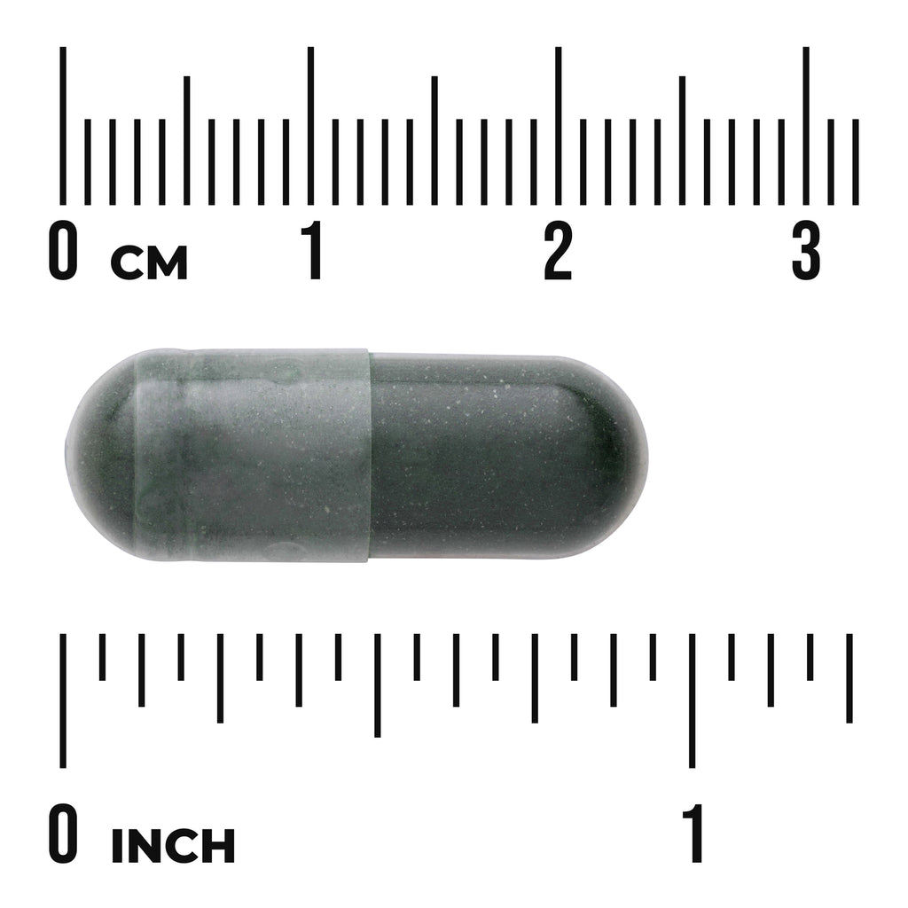 SWU948 | Green capsule with ruler showing size in cm and inches - Thumbnail