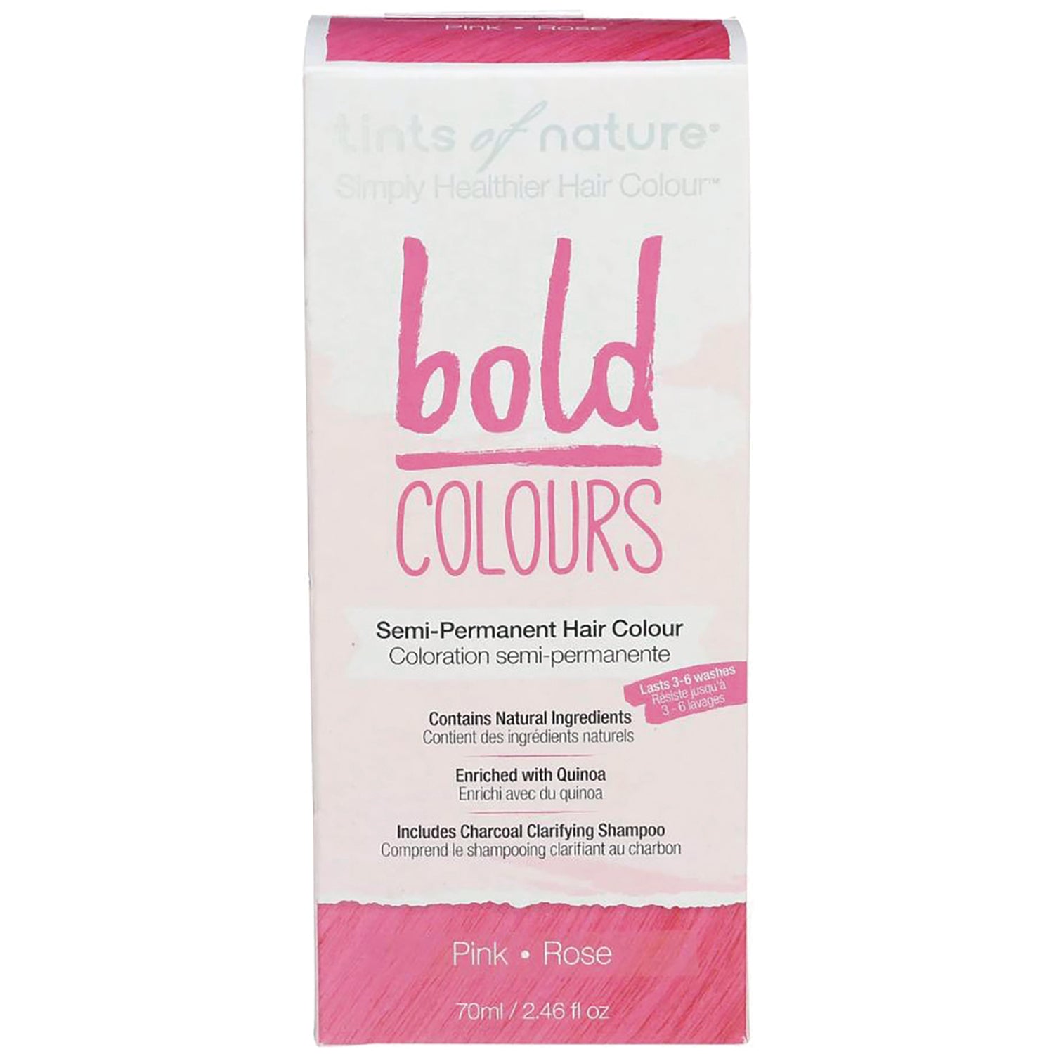 TON008 | Tints of Nature Bold Colours semi-permanent hair colour, Pink Rose, 70 ml front of box