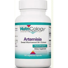 NCL048 | NutriCology Artemisia Sweet Wormwood 30:1 extract bottle labeled Hypoallergenic dietary supplement, 100 vegetarian capsules