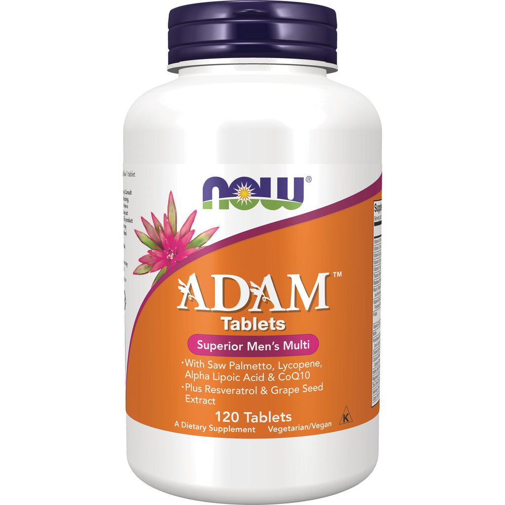 NWF016 | NOW ADAM Tablets Superior Men's Multi 120 tablets white bottle with orange label - Thumbnail