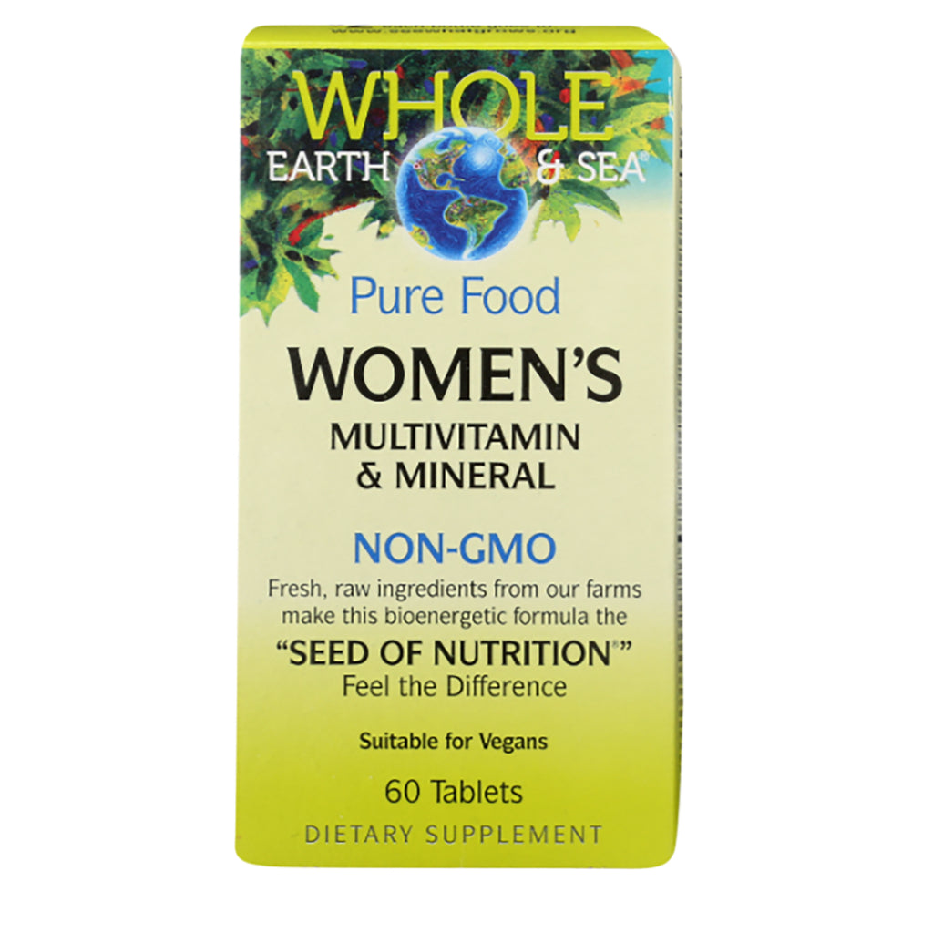 NFC189 | Whole Earth & Sea Pure Food Women's multivitamin & mineral box labeled NON-GMO, 60 tablets - Thumbnail