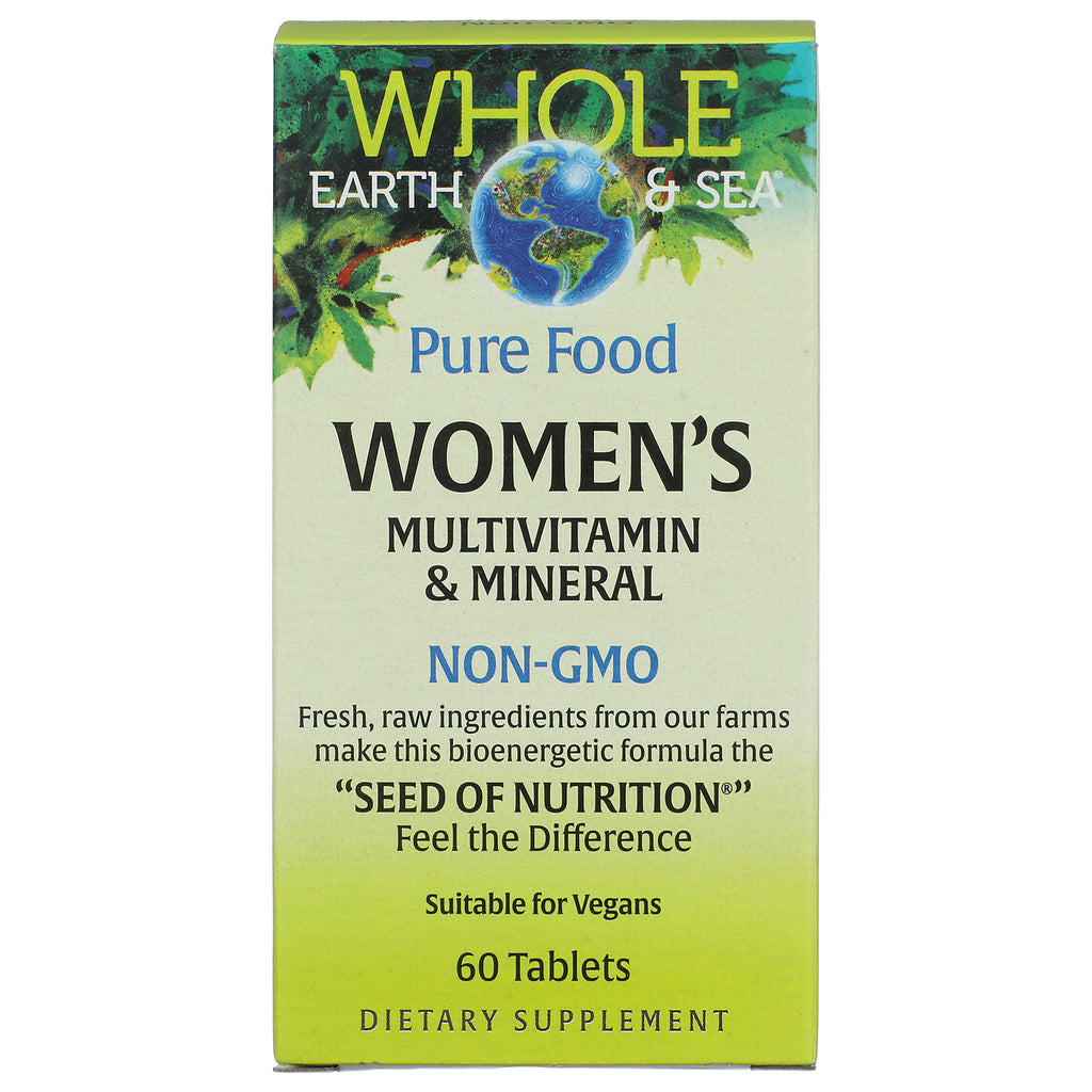 NFC189 | Whole Earth & Sea Pure Food Women's multivitamin & mineral box labeled NON-GMO, 60 tablets - Thumbnail