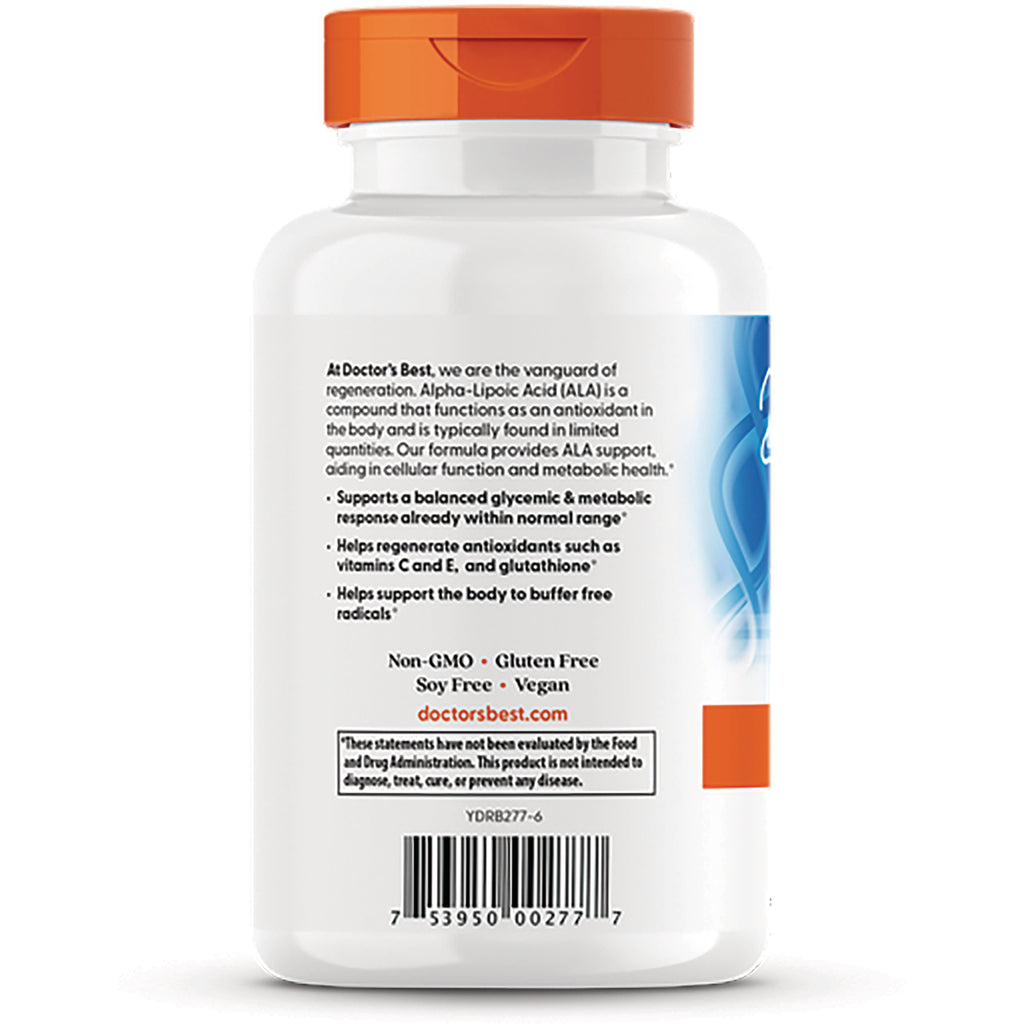 White supplement bottle back showing label text and bullet benefits, Non-GMO Gluten Free Soy Free Vegan, barcode - Thumbnail