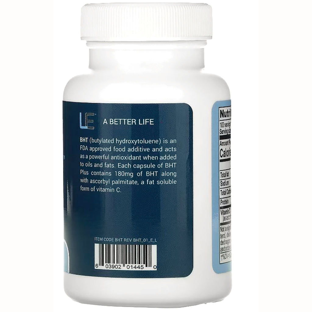 LEN020 | back label of white supplement bottle showing product description, barcode and partial nutrition facts - Thumbnail