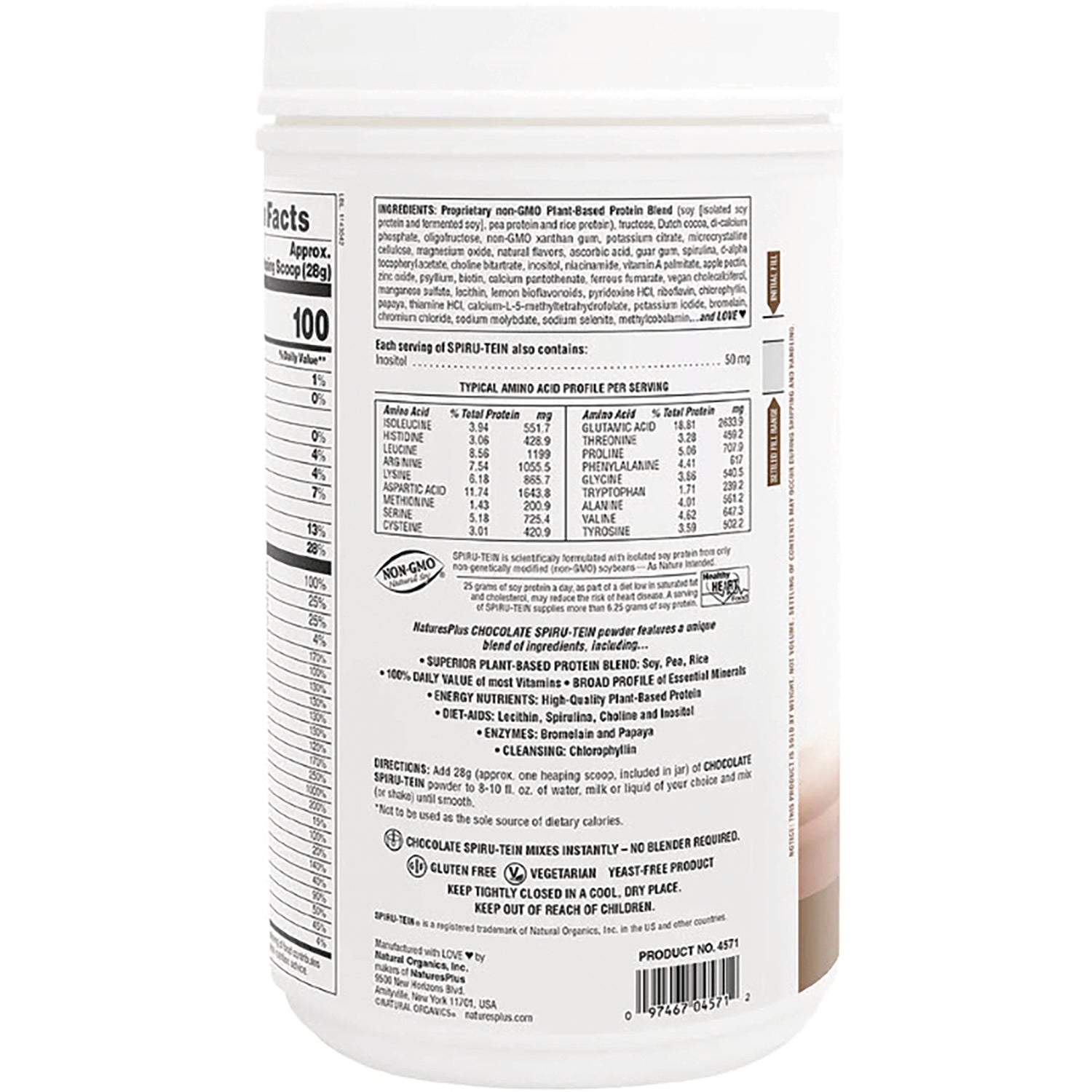 NTP084 | Back of white supplement jar showing nutrition facts, ingredients, directions and barcode on label