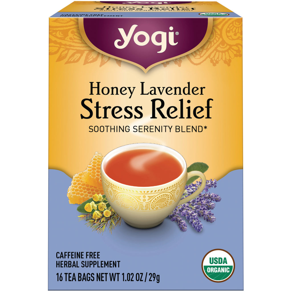 AHW058 | Yogi Honey Lavender Stress Relief tea, caffeine free, 16 tea bags, USDA Organic - Thumbnail