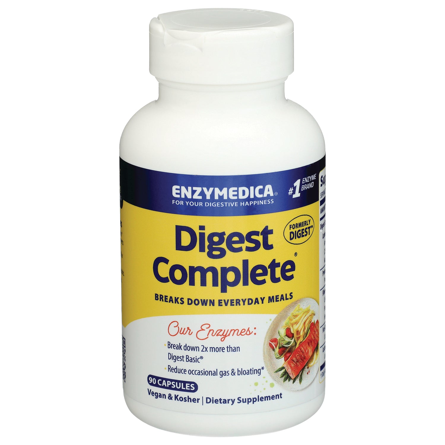 EMD006 | Enzymedica Digest Complete yellow label bottle, 90 capsules dietary supplement
