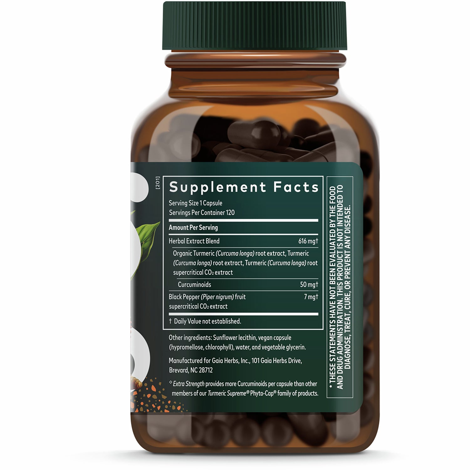 GH087 | amber supplement bottle back showing Supplement Facts panel and ingredient list