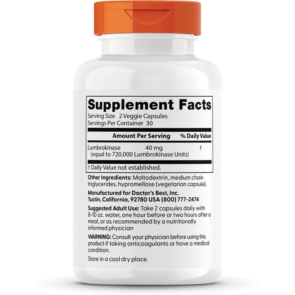 DB188 | Supplement facts label on white bottle showing serving size 2 veggie capsules, ingredients and usage directions - Thumbnail