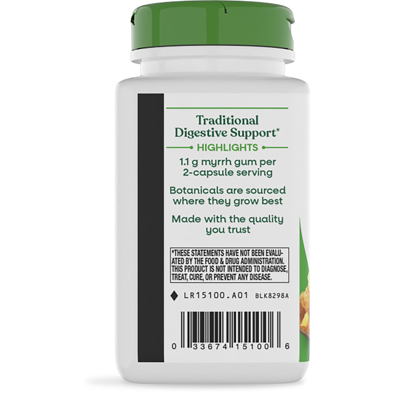 NW156 | Back label of white supplement bottle showing warnings, gluten free statement, contact info, and vegan and recycling icons