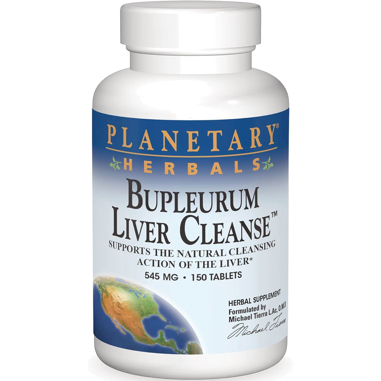 PF042 | Planetary Herbals Bupleurum Liver Cleanse bottle labeled 545 MG  150 TABLETS, white bottle with blue label