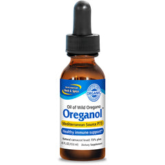 NHS001 | amber dropper bottle labeled Oreganol Oil of Wild Oregano Mediterranean Source P73 healthy immune support