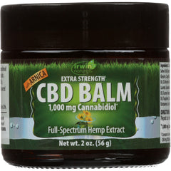 IR183 | Extra Strength CBD BALM 1,000 mg Cannabidiol full-spectrum hemp extract jar with Arnica, Net wt 2 oz