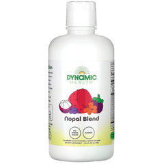 DYH046 | Dynamic Health certified organic Nopal Juice Blend bottle labeled formulated with AÇAI, MANGOSTEEN & SEABUCKTHORN