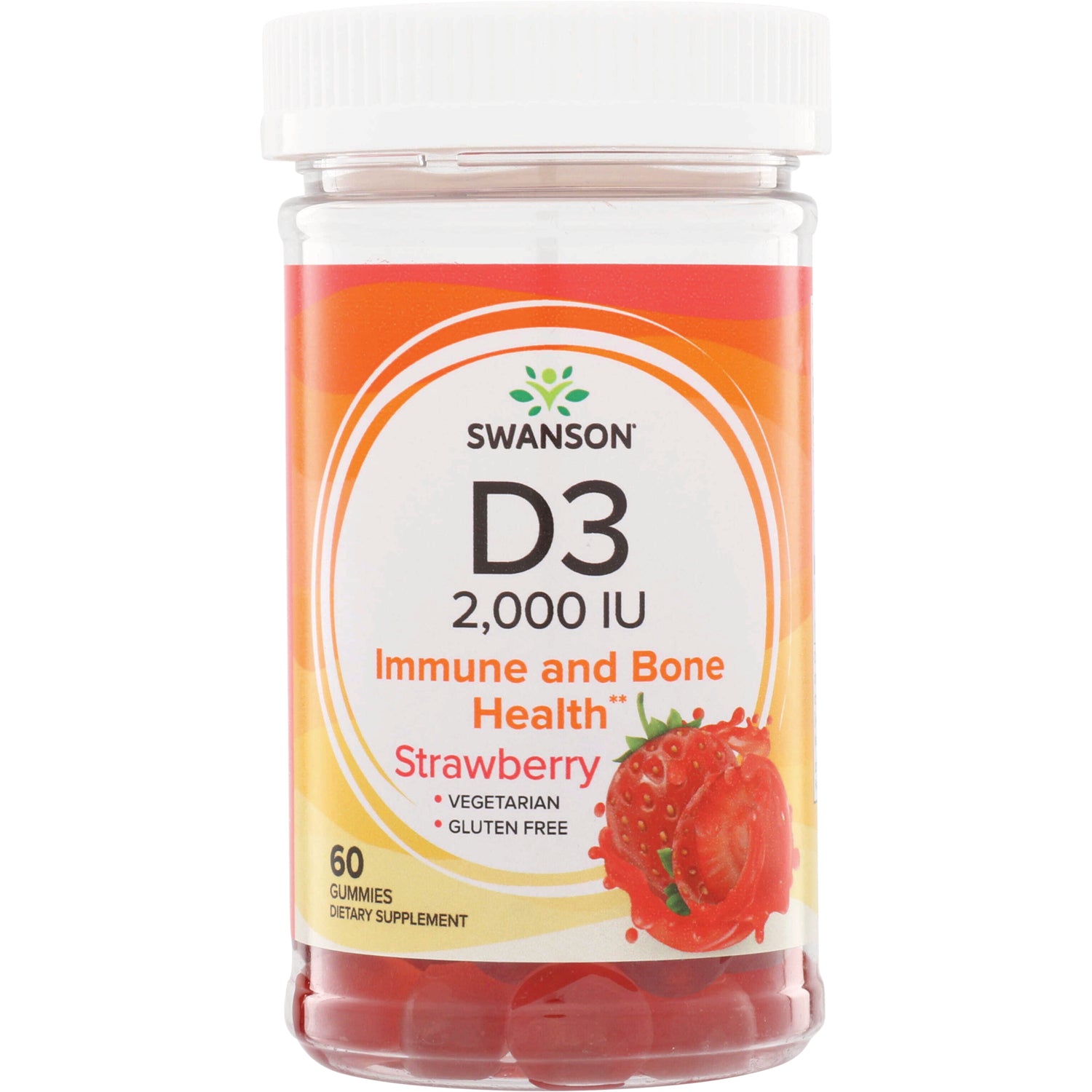 SW1859 | Swanson D3 2,000 IU Immune and Bone Health strawberry gummies, 60 gummies