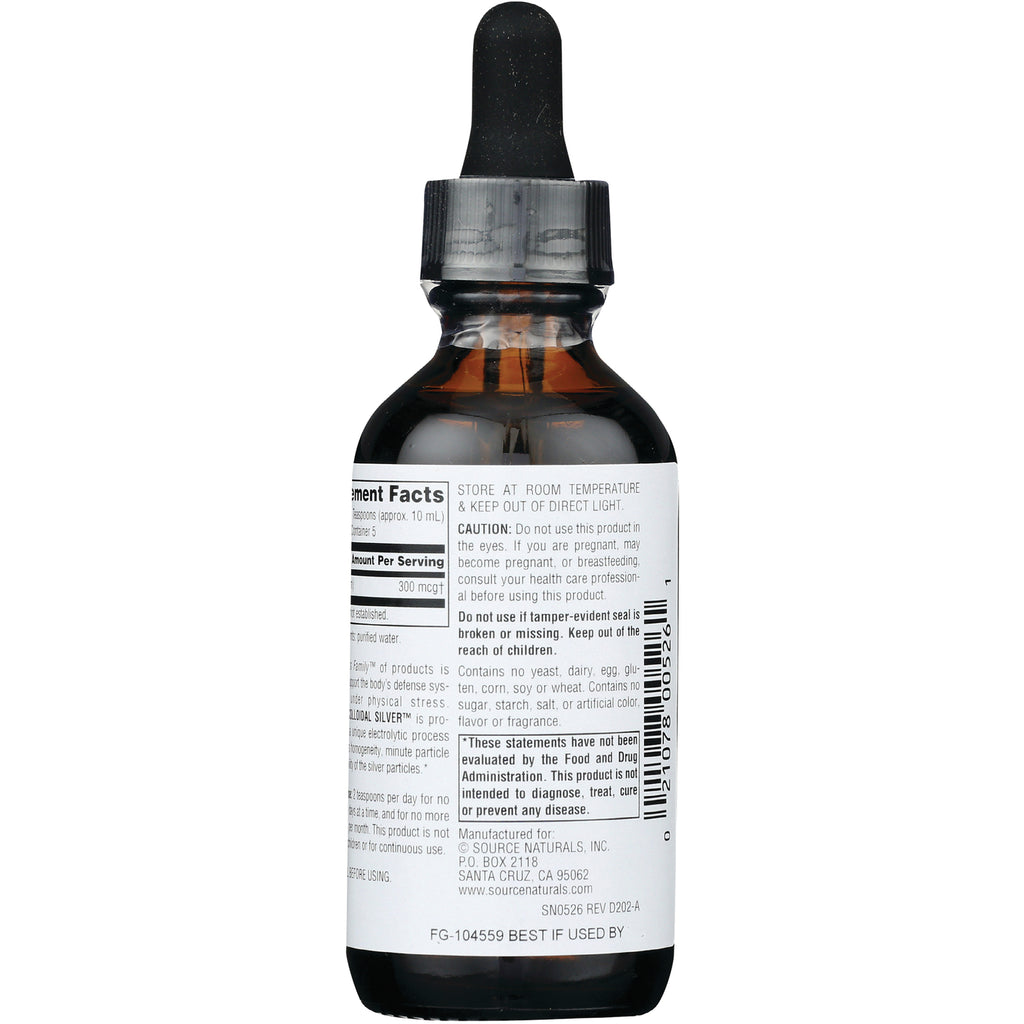 SN404 | Back label of dropper bottle with Supplement Facts, caution, storage directions, and barcode - Thumbnail
