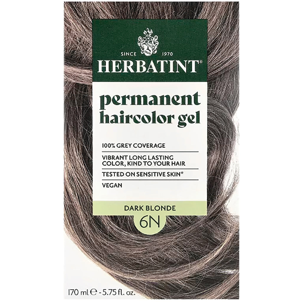 HBT003 | Herbatint permanent haircolor gel box front, dark blonde 6N with brand name and product claims - Thumbnail