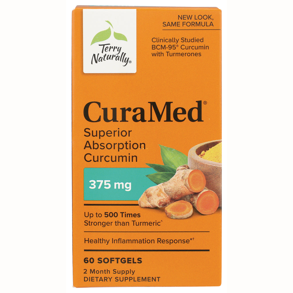 EUR051 | CuraMed orange front box, Superior Absorption Curcumin 375 mg, 60 softgels - Thumbnail