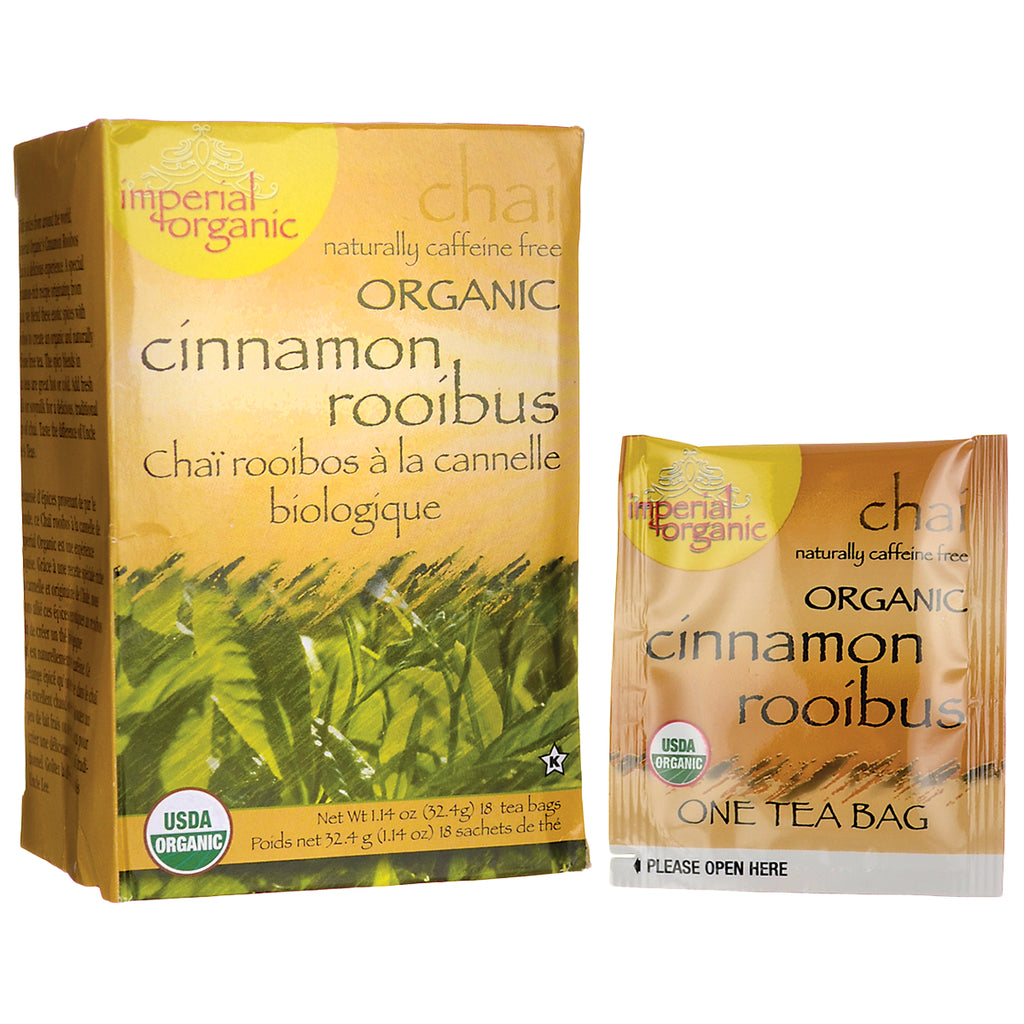 UL020 | Imperial Organic Cinnamon Rooibos Chai tea box with sachet, front packaging, USDA Organic - Thumbnail