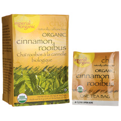UL020 | Imperial Organic Cinnamon Rooibos Chai tea box with sachet, front packaging, USDA Organic