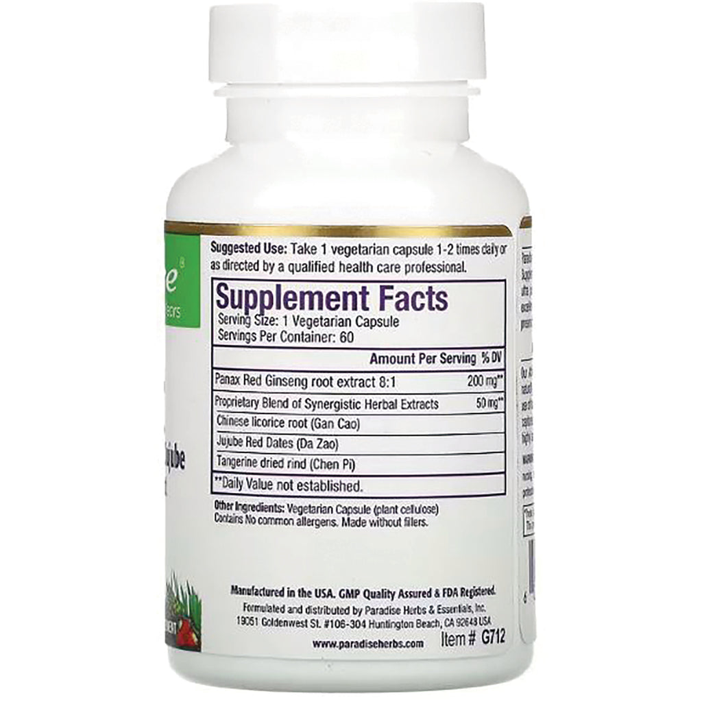 PRH017 | Back of white supplement bottle showing Supplement Facts panel, serving size, and ingredient list - Thumbnail