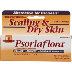 BRK005 | Psoriaflora topical cream box front showing Scaling & Dry Skin temporary relief packaging