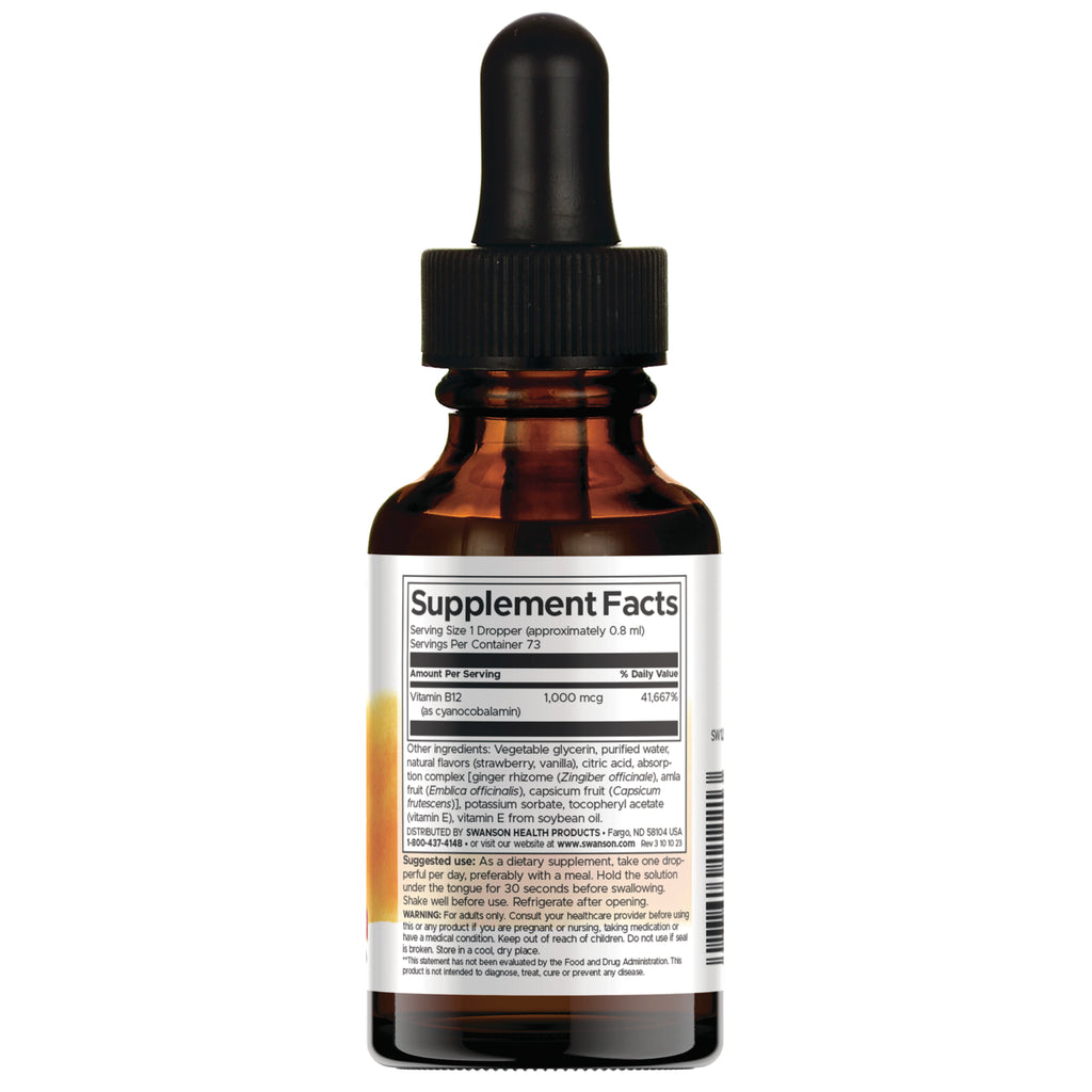 SW1221 | Supplement Facts panel for liquid Vitamin B12 1,000 mcg - Thumbnail