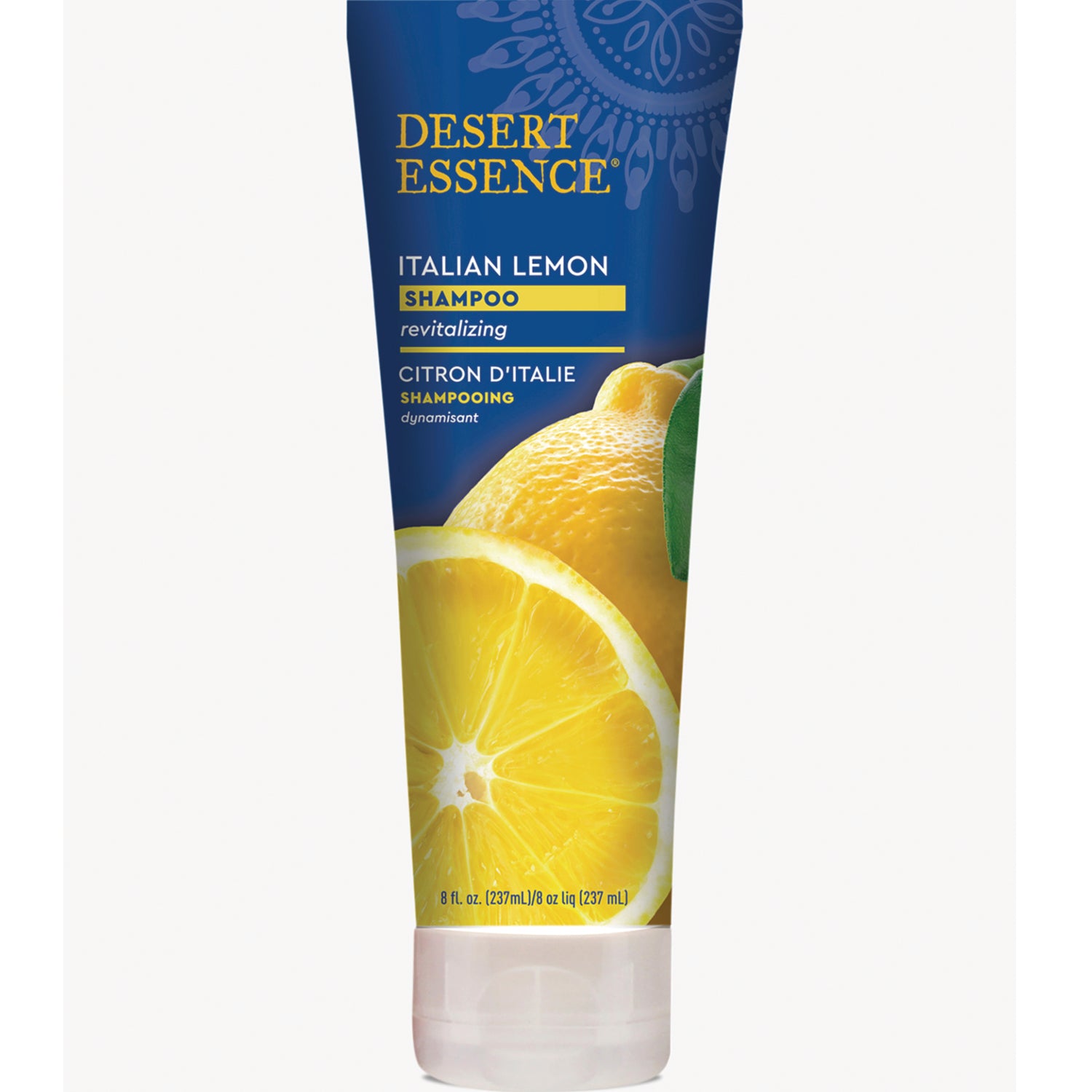 DST129 | Desert Essence Italian Lemon shampoo tube with lemon graphic and 8 fl oz label