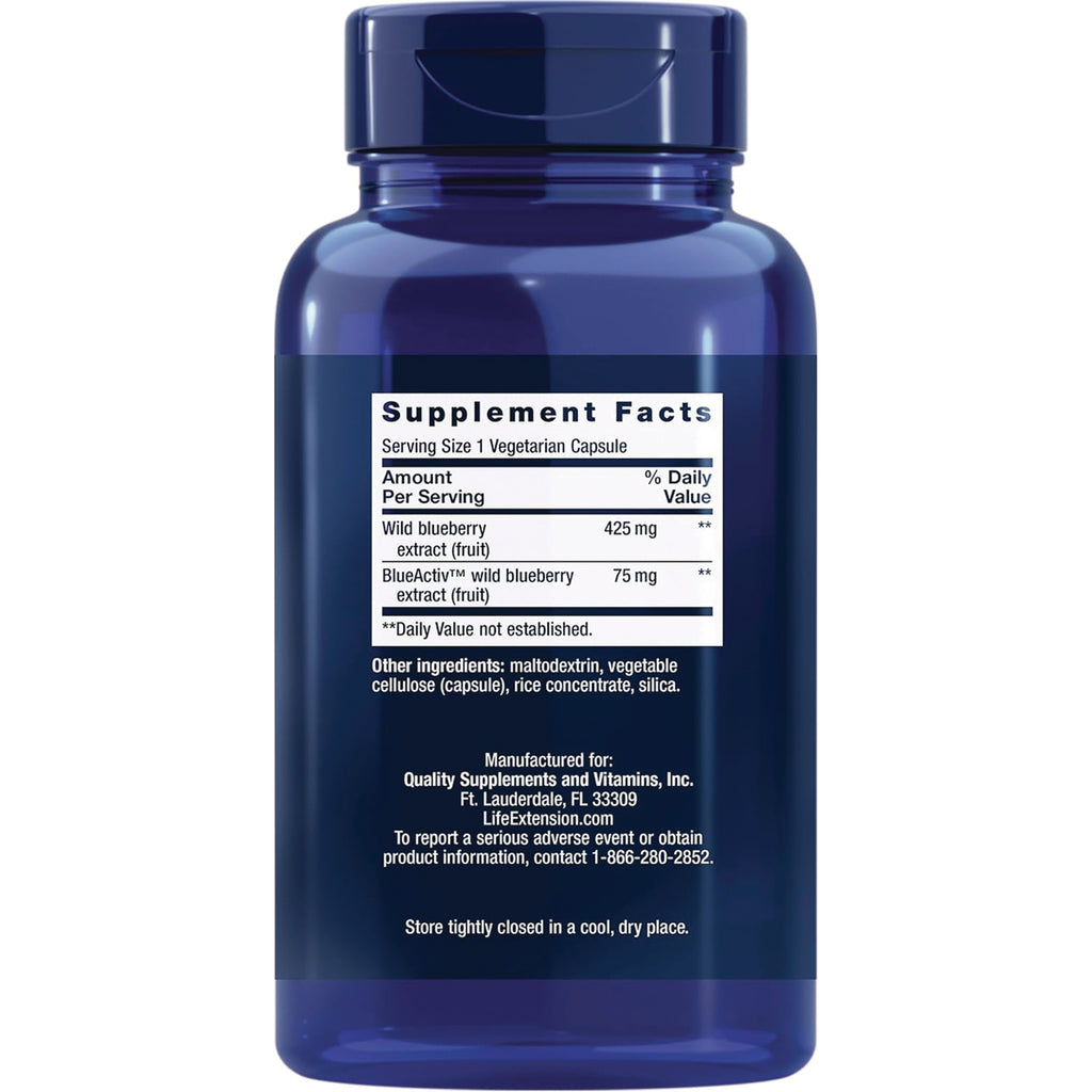 LE138 | back label showing Supplement Facts table and ingredients on a blue supplement bottle - Thumbnail