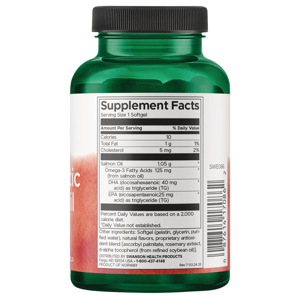 SWE087 | Back label with Supplement Facts and ingredients for salmon oil softgels - Thumbnail