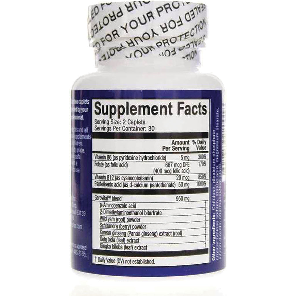 NRA001 | Supplement Facts label on back of white bottle showing serving size, nutrient amounts, and ingredient list - Thumbnail
