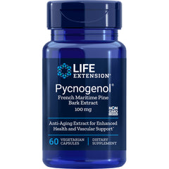 LE348 | Life Extension Pycnogenol French Maritime Pine Bark Extract 100 mg bottle, 60 vegetarian capsules