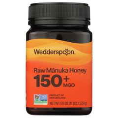 WED018 | Wedderspoon Raw Monofloral Manuka Honey KFactor 16, 17.6 oz (500 g) jar, front label