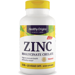 HRG192 | Healthy Origins ZINC bisglycinate chelate bottle, 50 mg, 120 veggie caps dietary supplement