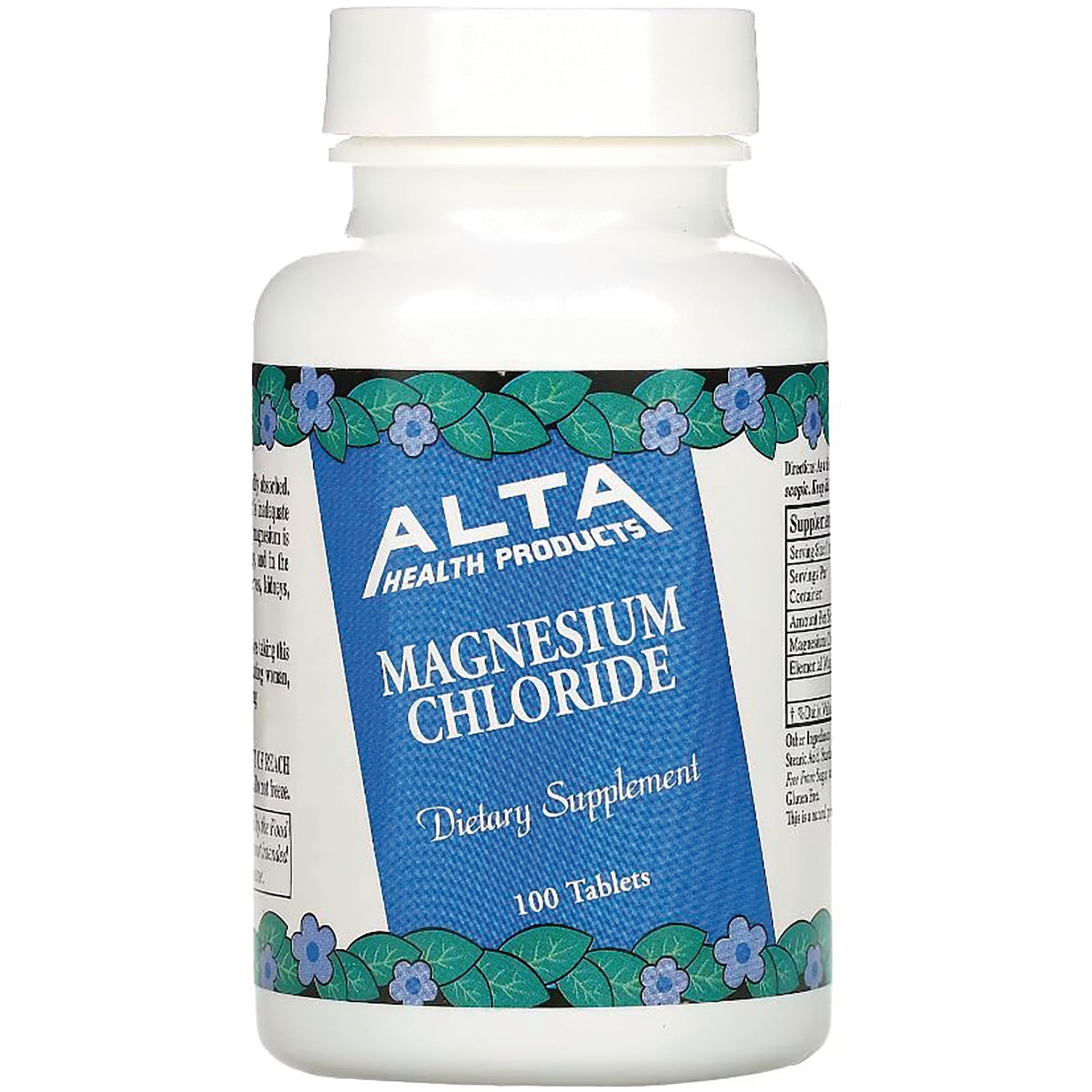 AH017 | Alta Health Products Magnesium Chloride dietary supplement, 100 tablets bottle front label