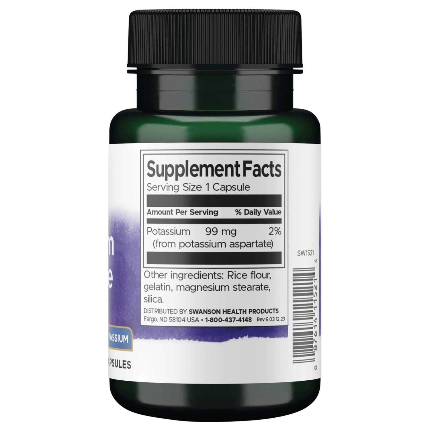 SW1521 | Back label with Supplement Facts